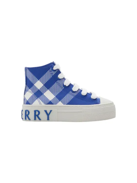 Burberry Kids checked cotton high-top sneakers