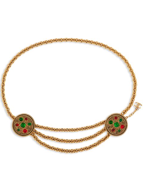 CHANEL 1980s cabochon-embellished chain belt Women