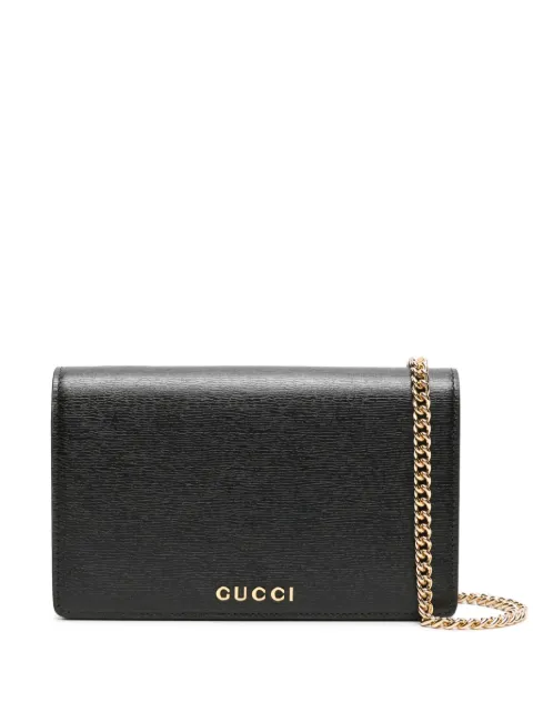 Gucci logo-lettering leather shoulder bag