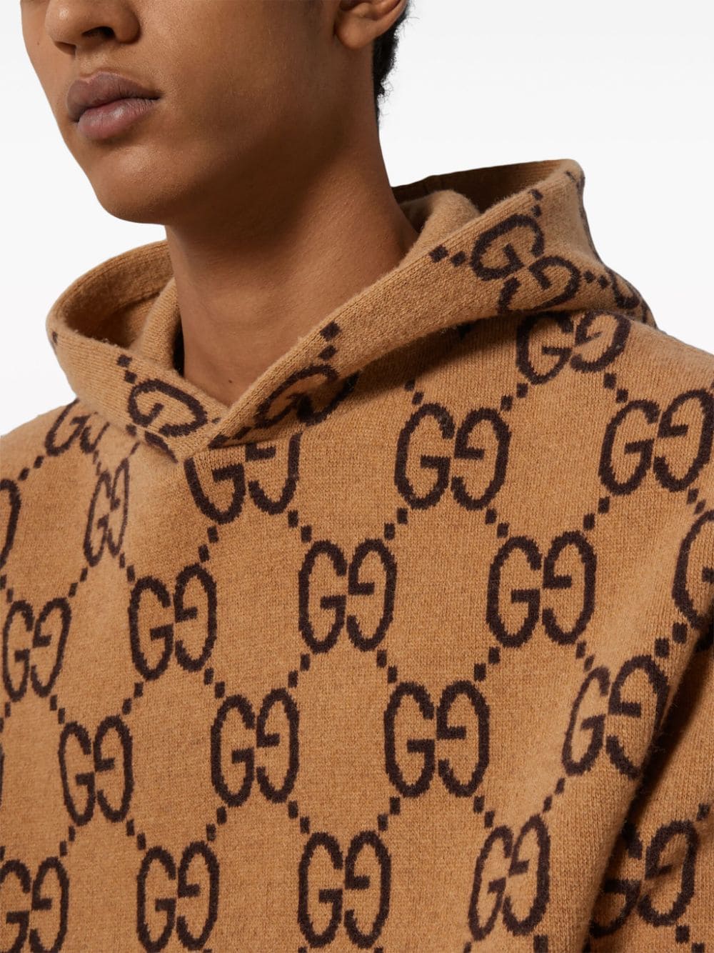 Shop Gucci Gg Supreme-pattern Wool Hoodie In Brown