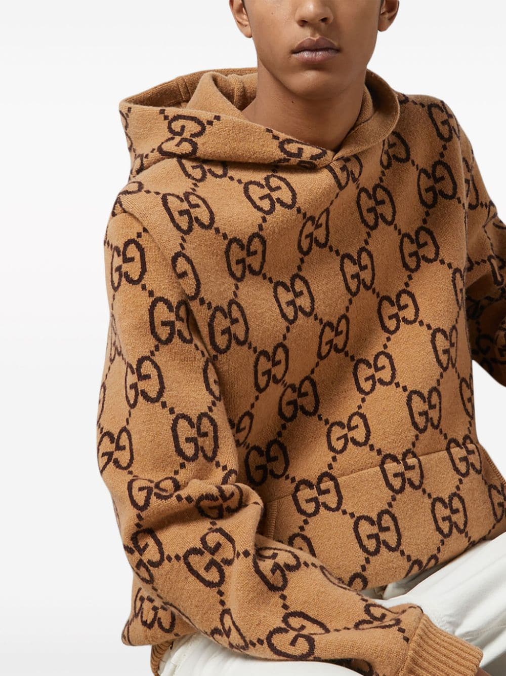 Shop Gucci Gg Supreme-pattern Wool Hoodie In Brown