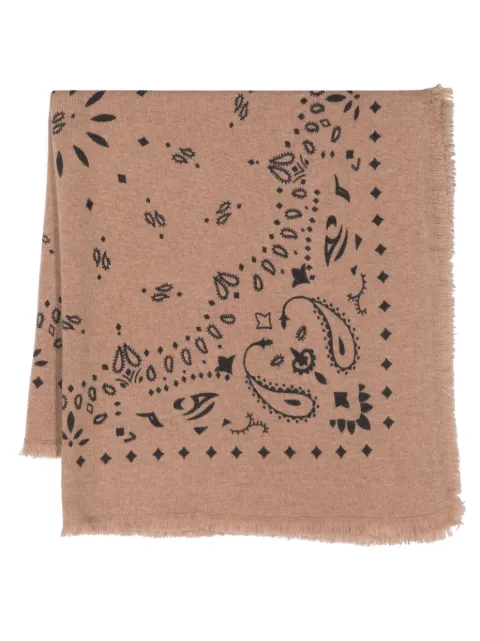 kujten bandana-print ribbed cashmere scarf