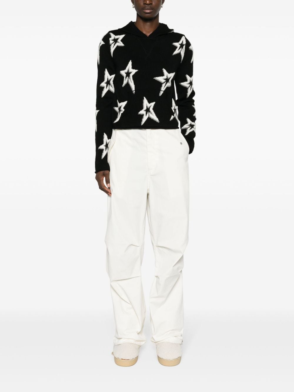 Perfect Moment Whistler star-pattern hooded jumper - Zwart