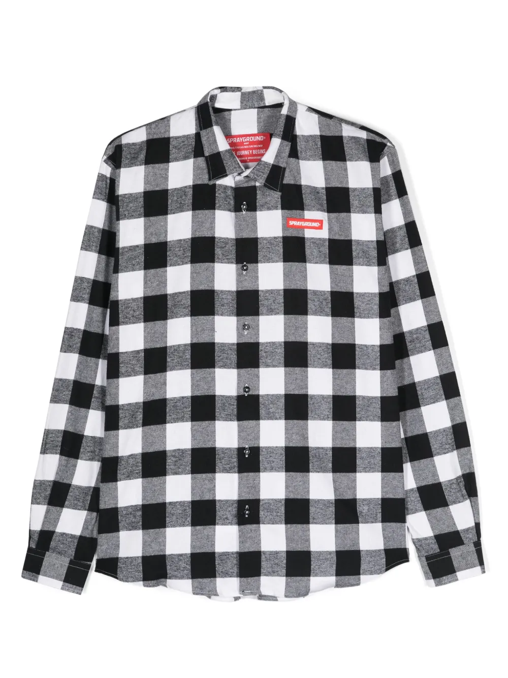 Sprayground Kid Kids' Logo-appliqué Checked Shirt In Black