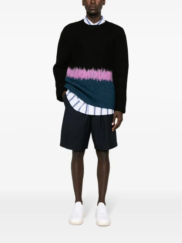 Marni Pleated Virgin Wool Bermuda Shorts | Blue | FARFETCH