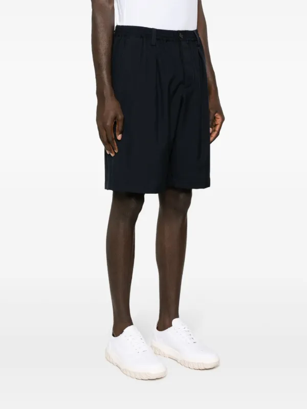Marni Pleated Virgin Wool Bermuda Shorts | Blue | FARFETCH