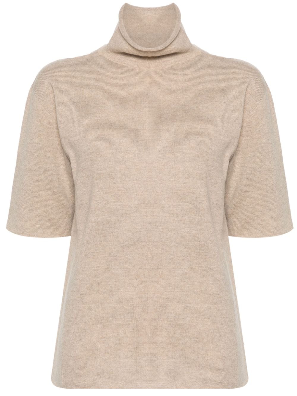 Jil Sander Roll-neck Cashmere Knitted Top In Nude