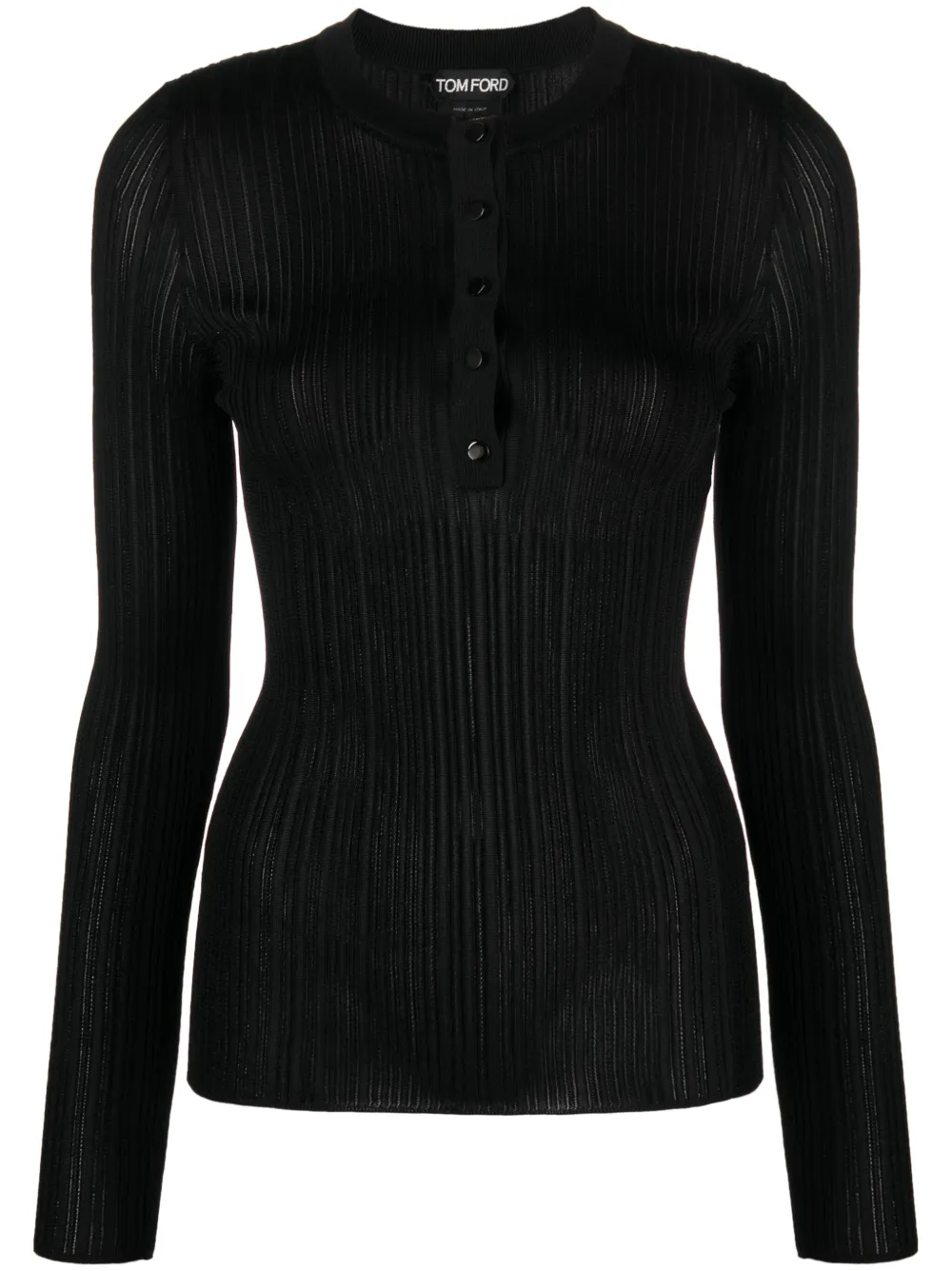 Tom Ford Round-neck Ribbed-knit Top In Black