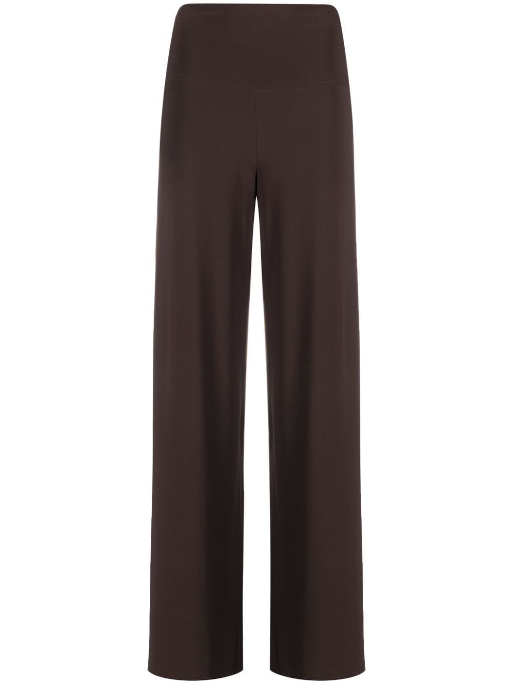 Shop Norma Kamali High-waist Wide-leg Trousers In Brown