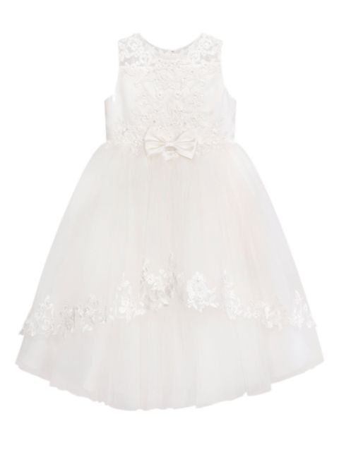 Sarah Louise floral-lace tulle long dress