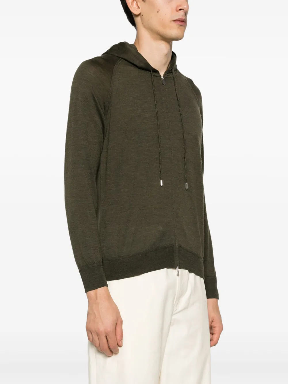 Shop Tagliatore Hooded Virgin-wool Cardigan In Green