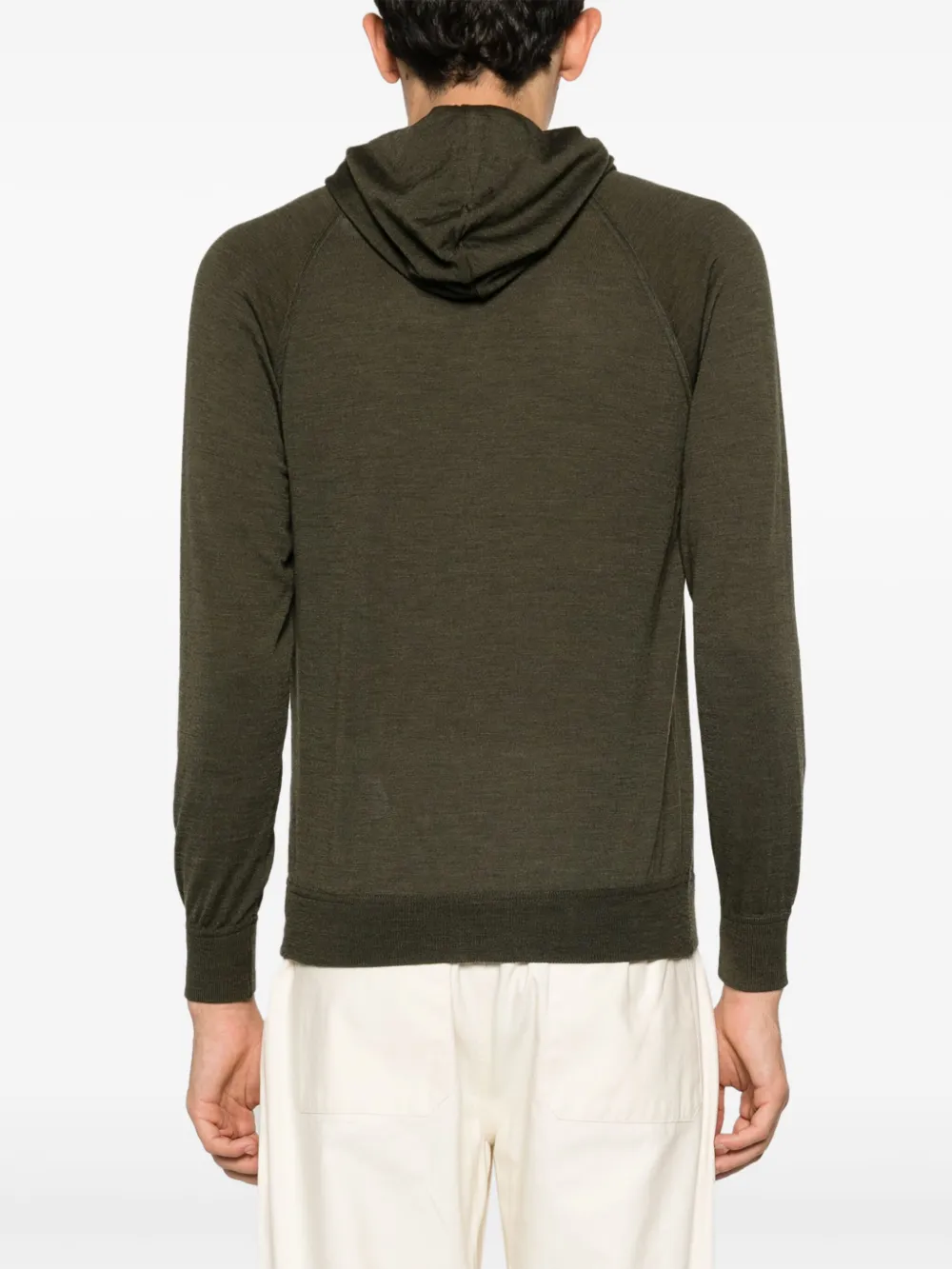 Tagliatore Wollen hoodie met rits Groen