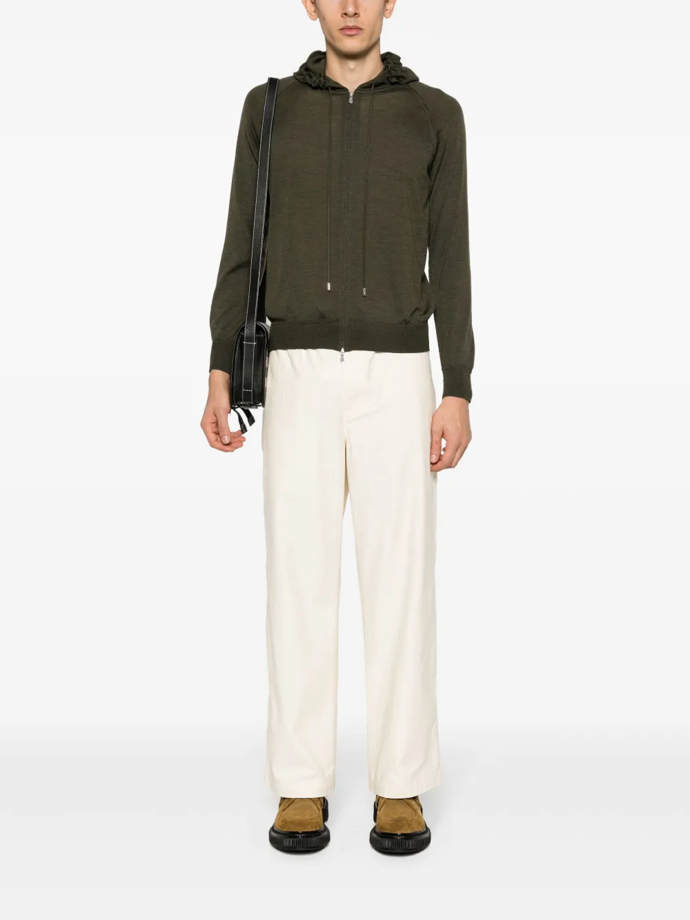 Tagliatore hooded virgin-wool cardigan - Groen