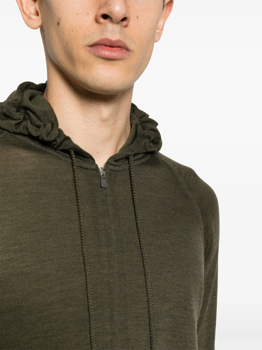 Tagliatore Wollen hoodie met rits Groen