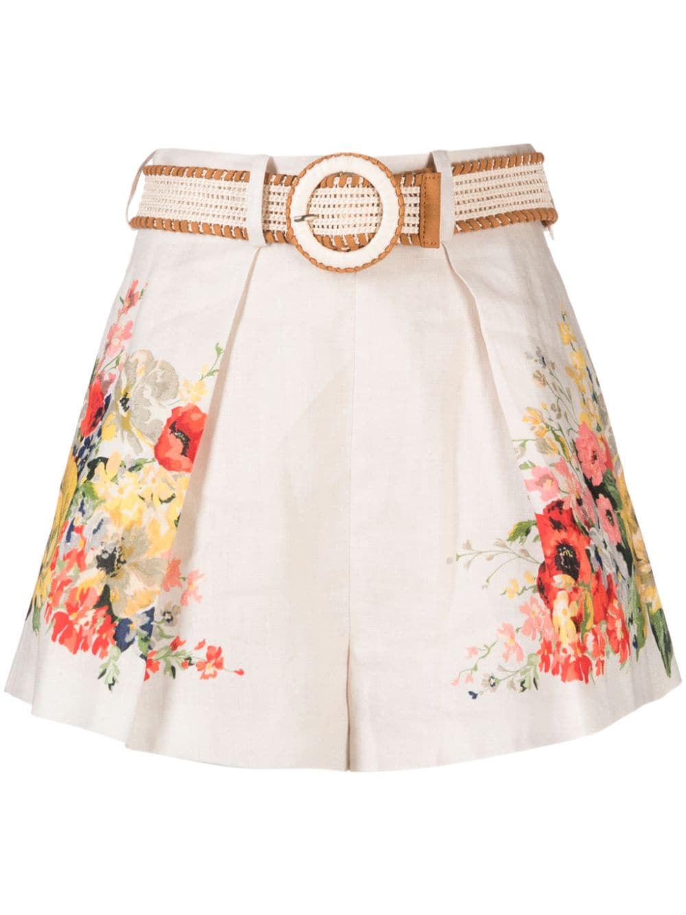 ZIMMERMANN Alight floral-print linen shorts Beige