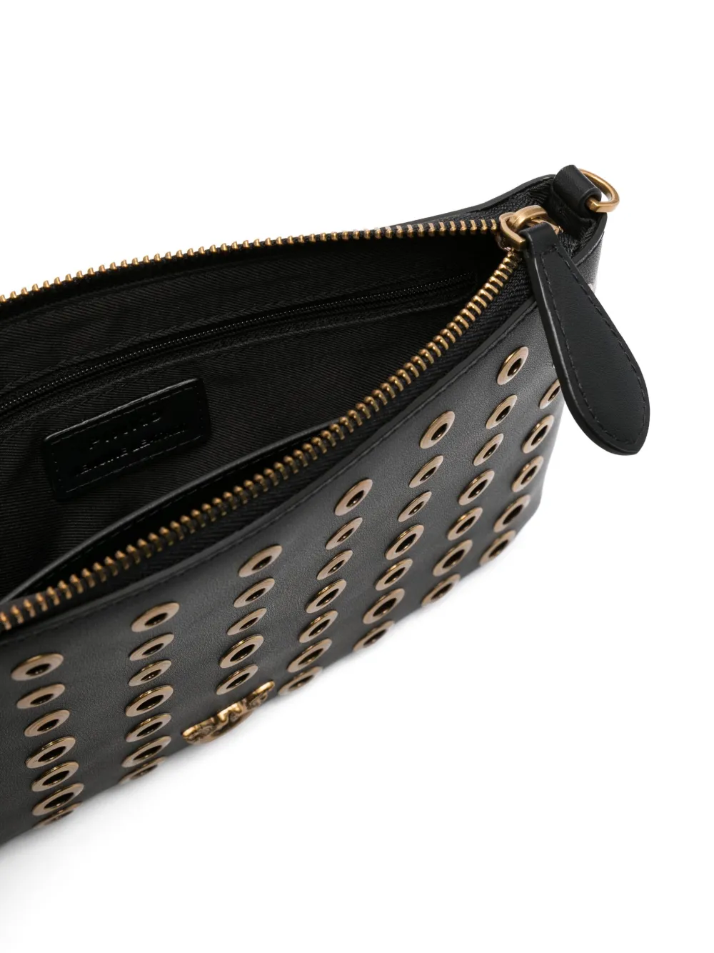 PINKO Love Birds leren crossbodytas Zwart