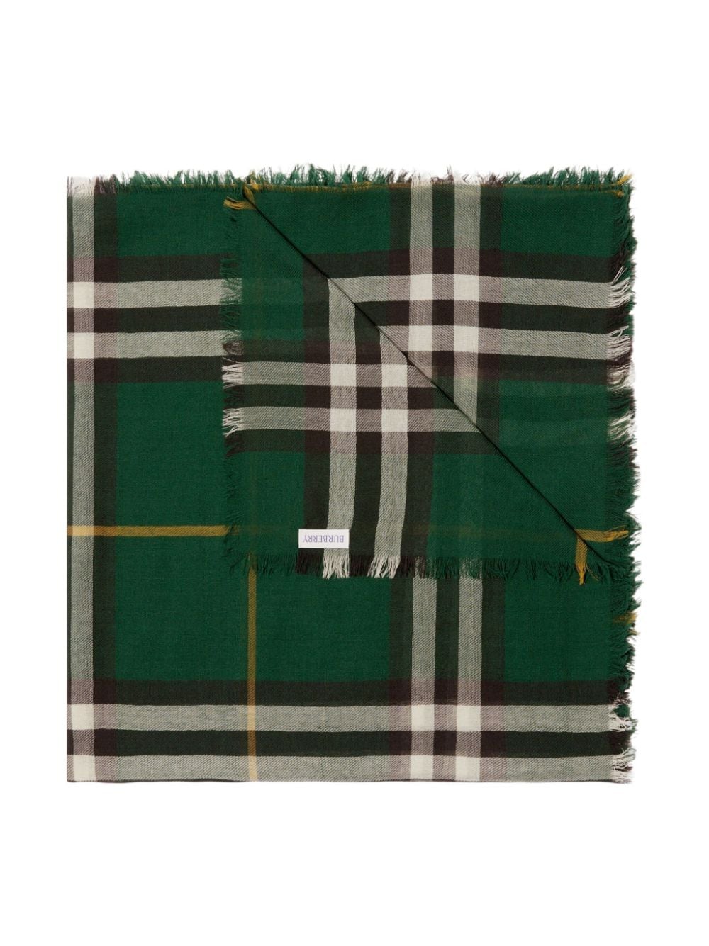 Shop Burberry Check-print Wool Scarf In Green