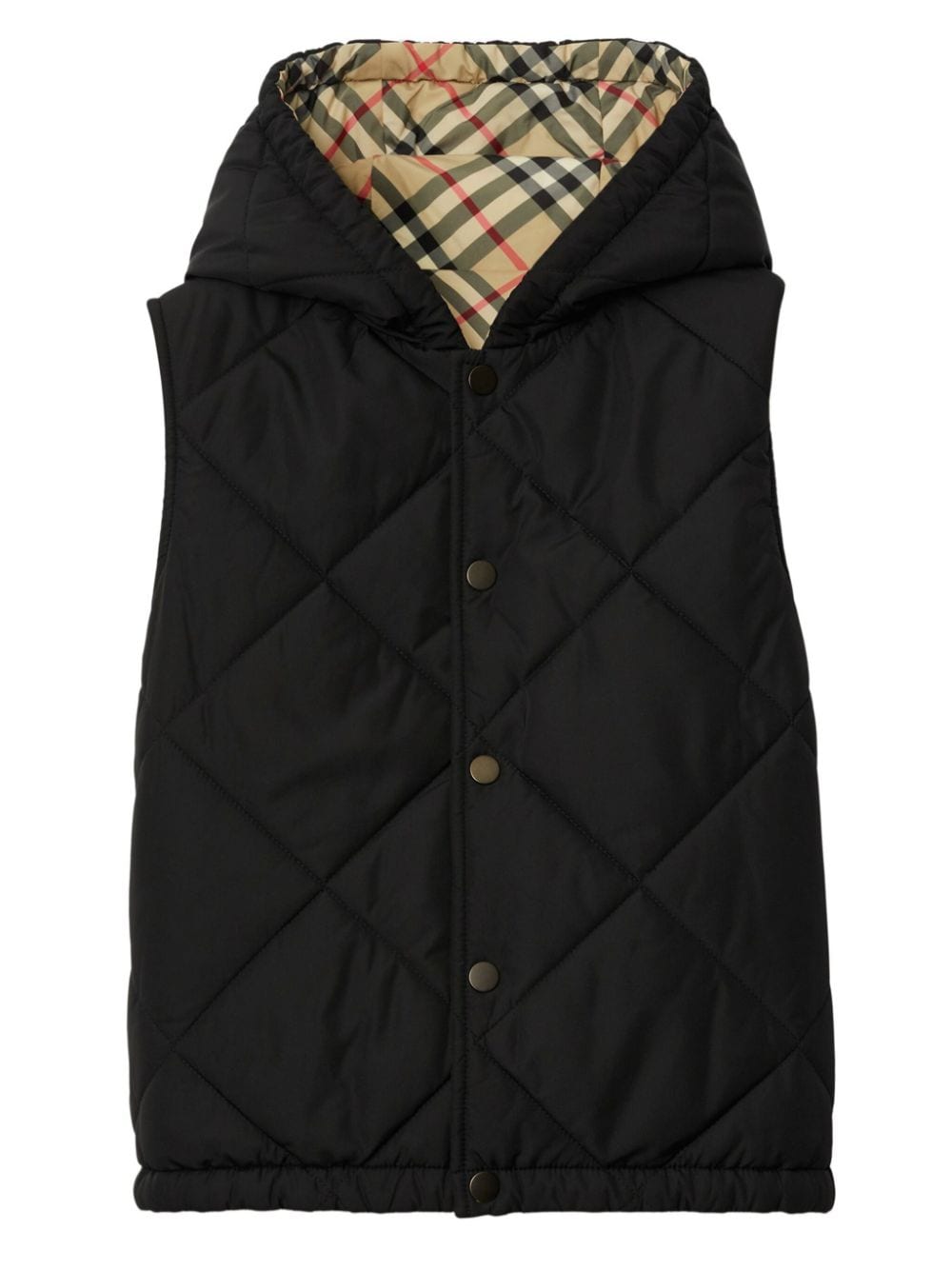 Shop Burberry Vintage-check Reversible Hooded Gilet In Neutrals