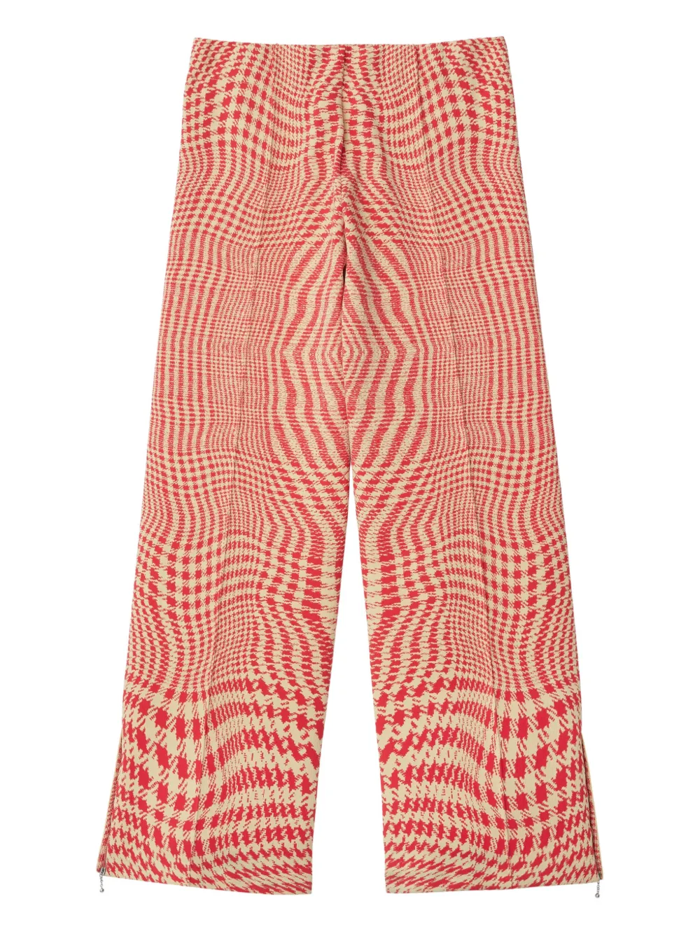 houndstooth-print straight-leg trousers