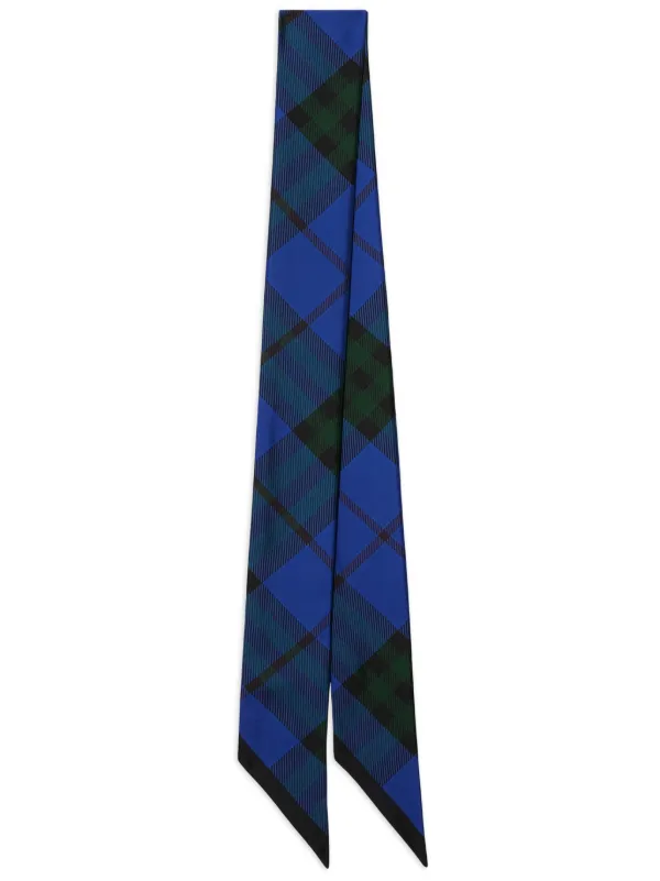 BURBERRY 水色.青緑色 チェック スカーフ Burberry チェック シルクスカーフ | ブルー | FARFETCH JP