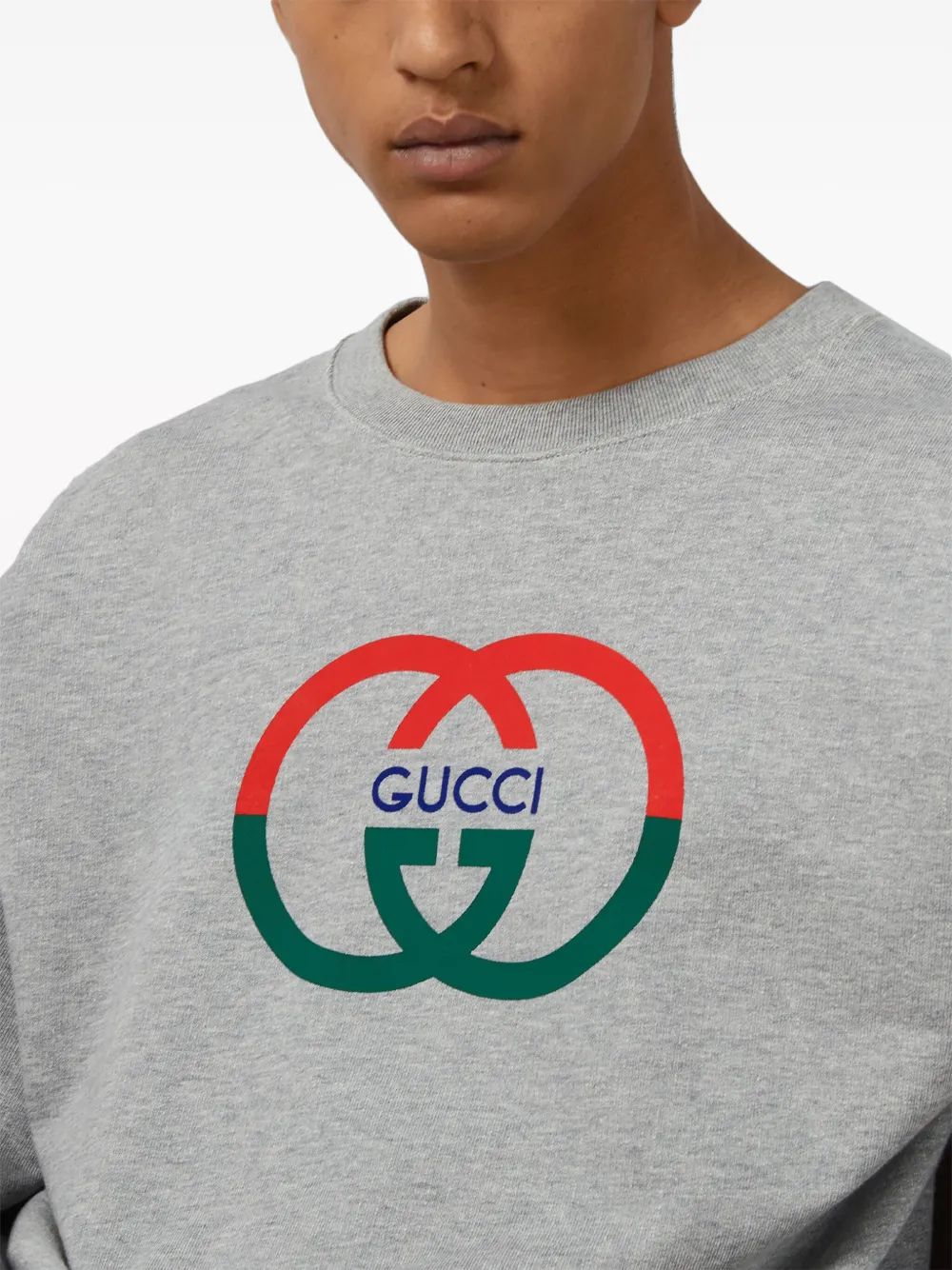 Shop Gucci Interlocking G Cotton Sweatshirt In Grey