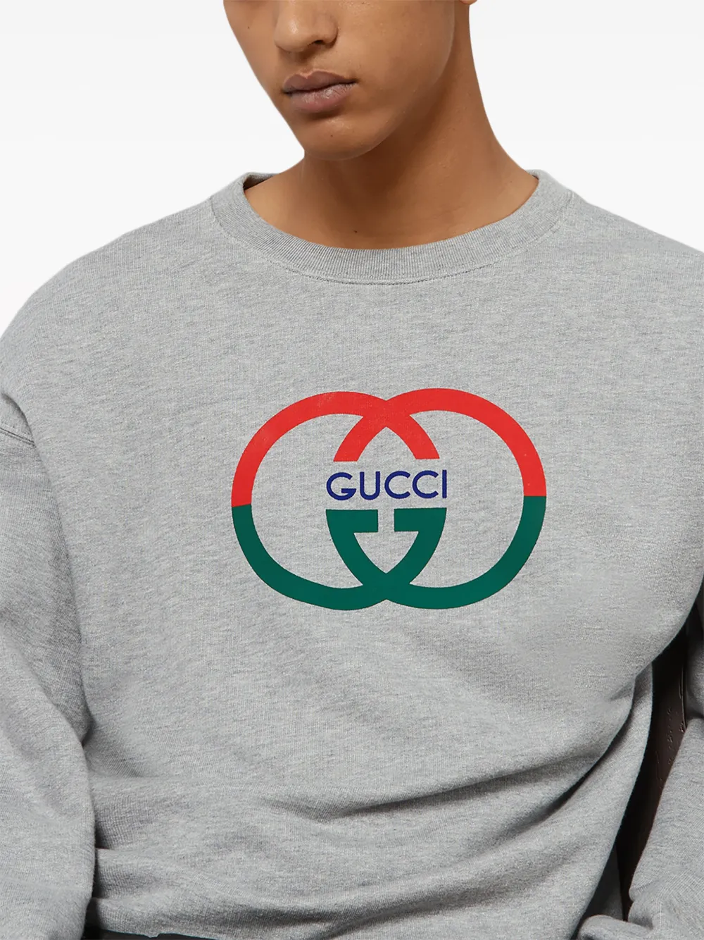 Shop Gucci Interlocking G Cotton Sweatshirt In Grey