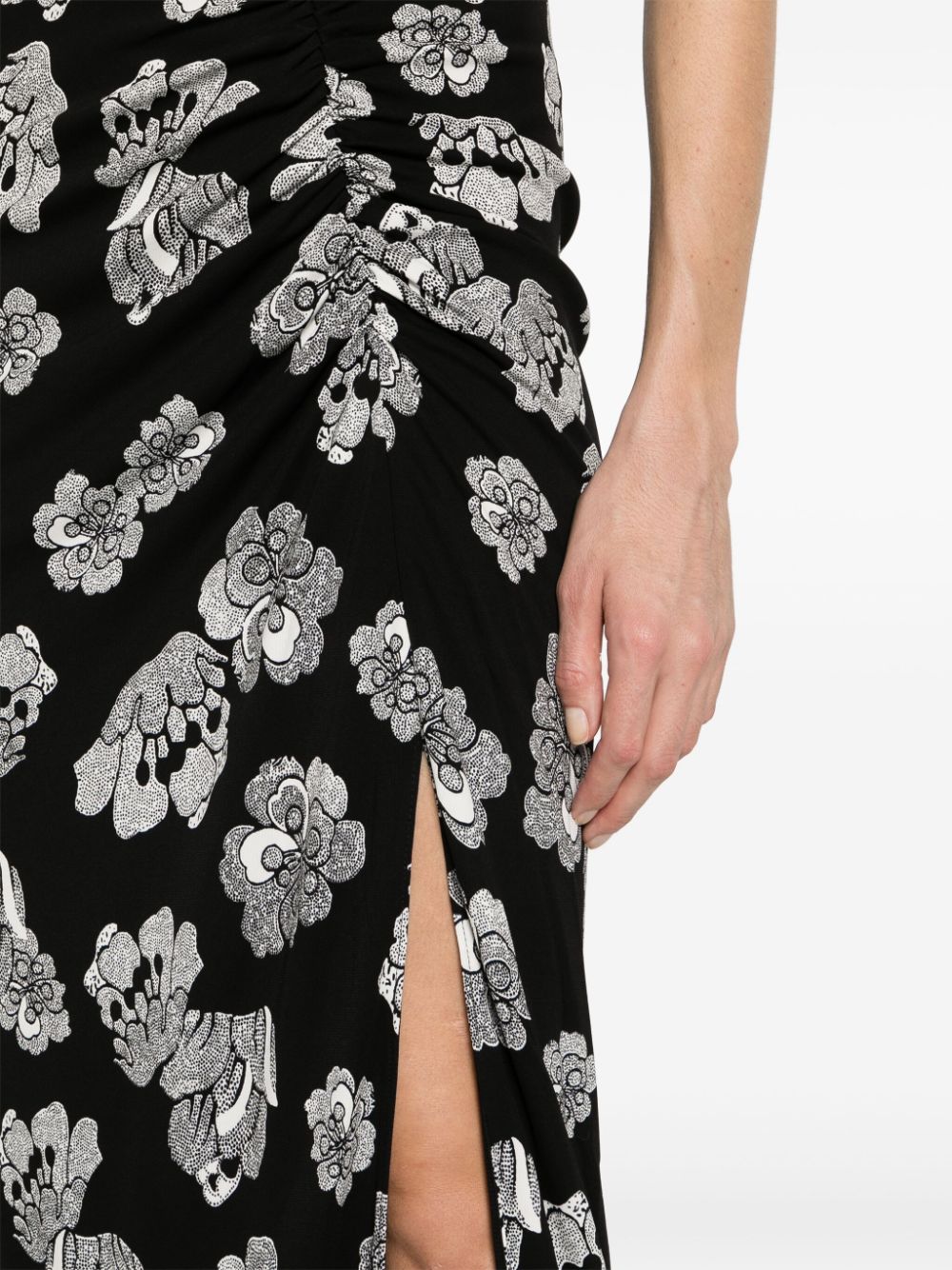 Shop Diane Von Furstenberg Apollo Floral-print Midi Dress In Black