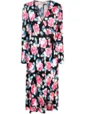 DVF Diane von Furstenberg Anika rose-print midi wrap dress - Black