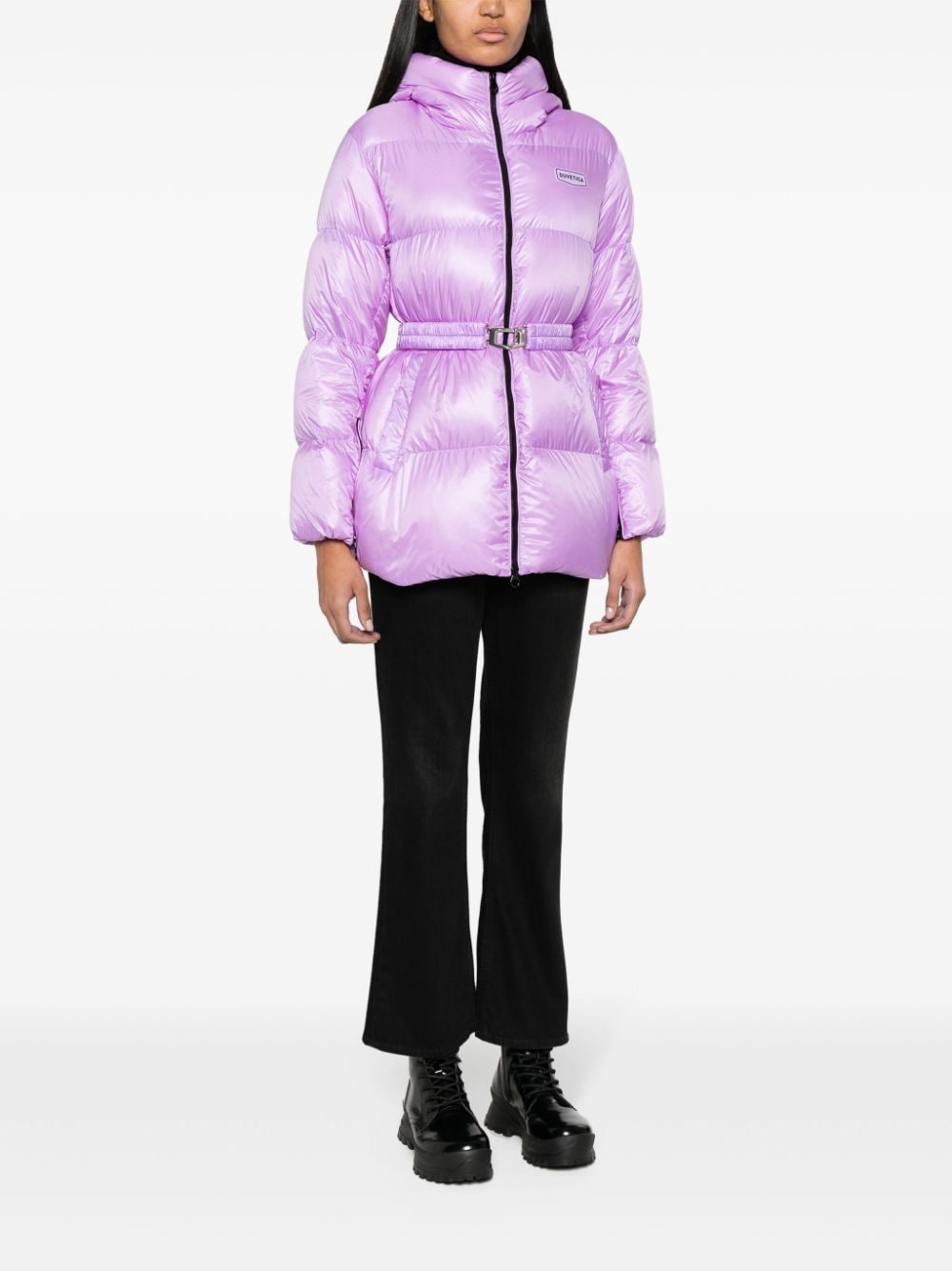 Shop Duvetica Alloro Belted Padded Jacket In Purple