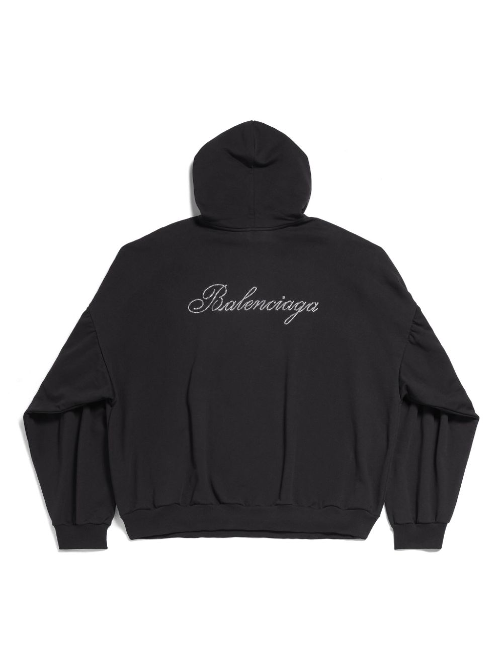 Shop Balenciaga Logo-embellished Cotton Hoodie In Black