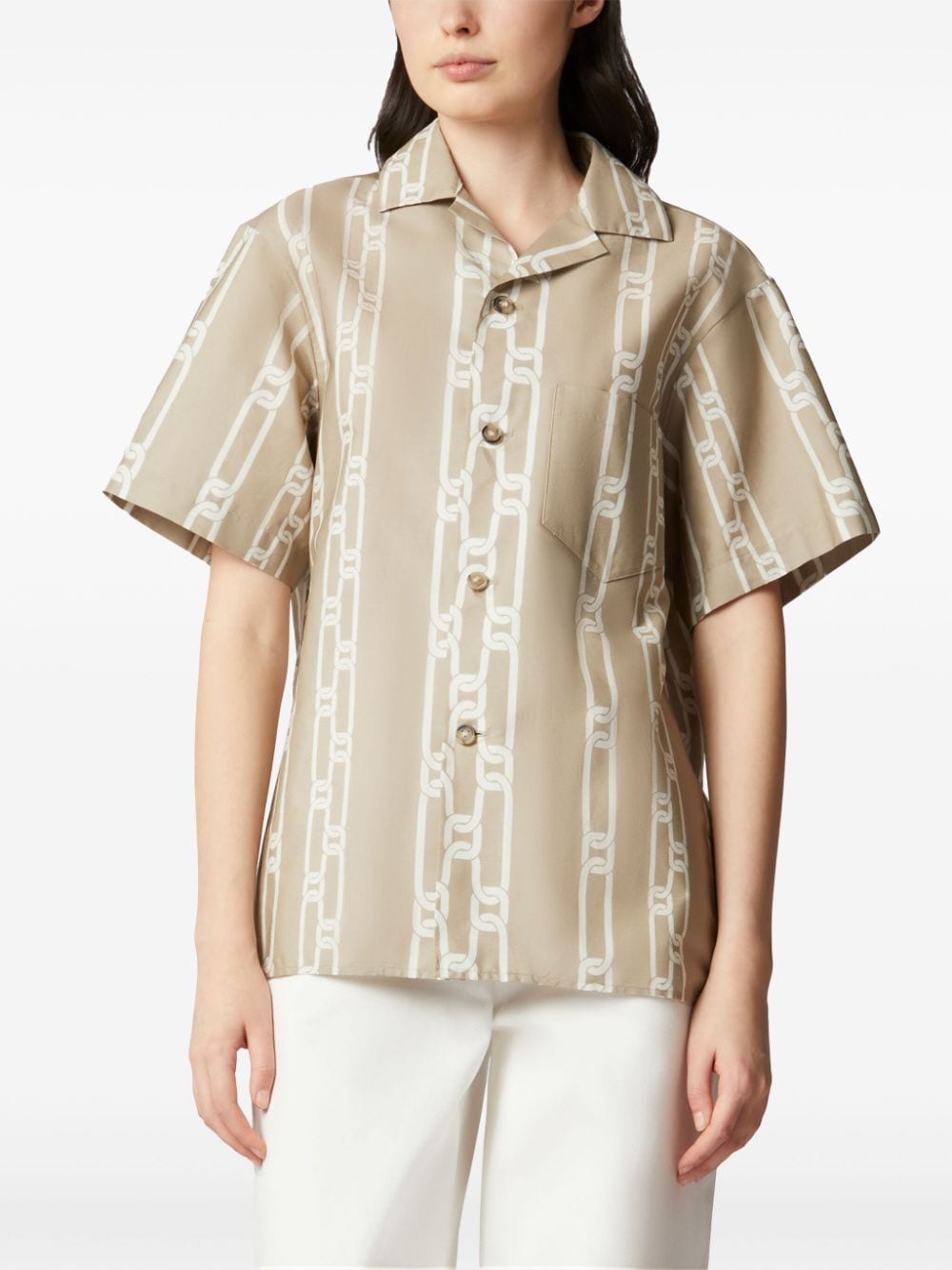 Shop Tod's Chain-print Cotton Shirt In Neutrals