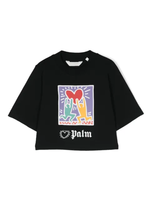 Palm Angels Kids x Keith Haring heart-print cropped T-shirt