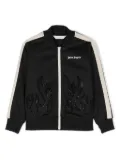 Palm Angels Kids Flames strass-embellished track jacket - Black