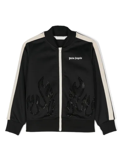 Palm Angels Kids Jaqueta esportiva Flames com aplicação de strass