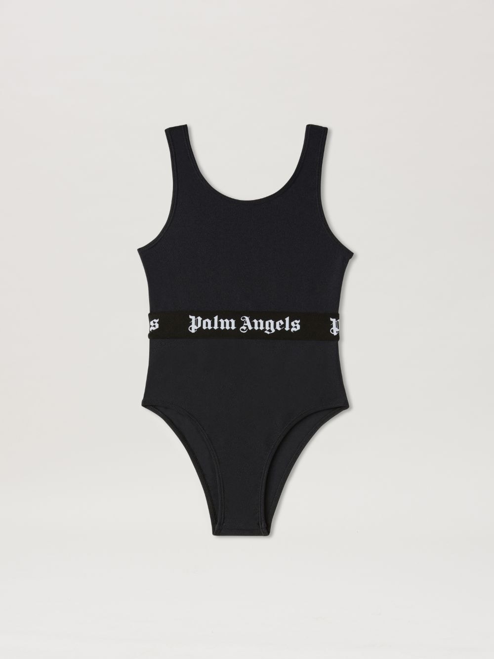Palm Angels Kids' Logo-print Band Swimsuit In Black