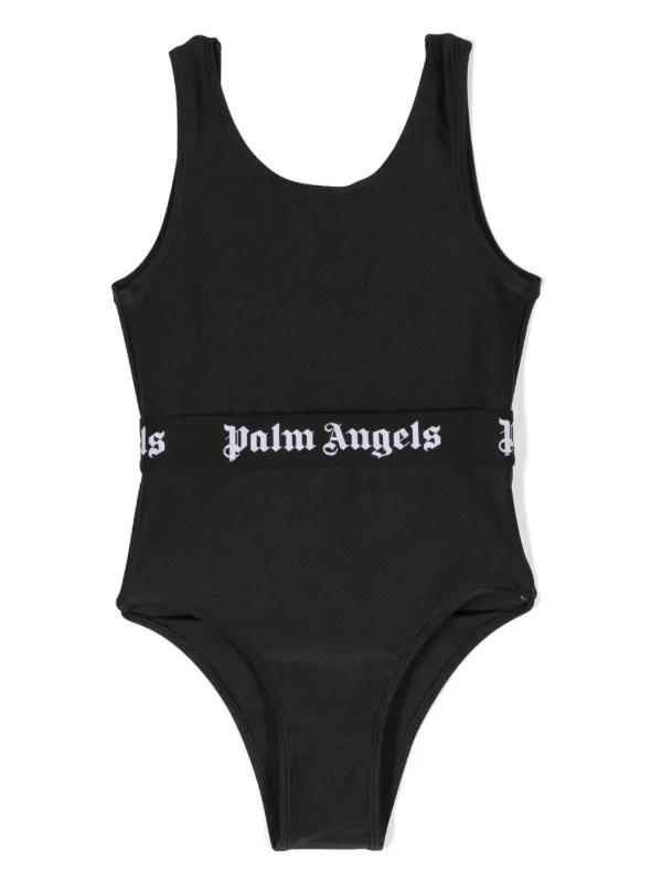 Palm Angels Kids logo-waistband one-piece Swimsuit | Black | FARFETCH