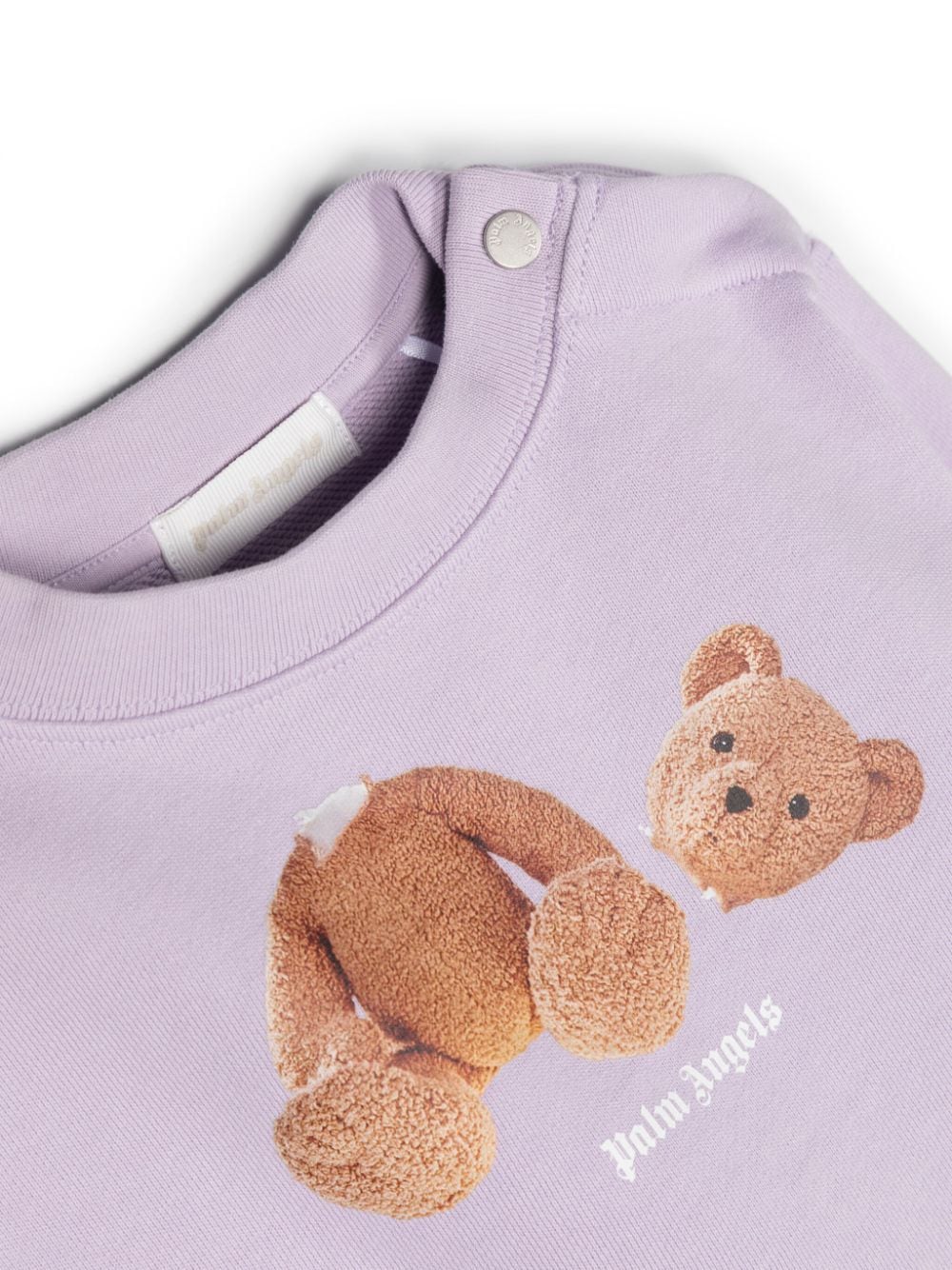 Shop Palm Angels Broken Bear Cotton Sweatshirt In Purple
