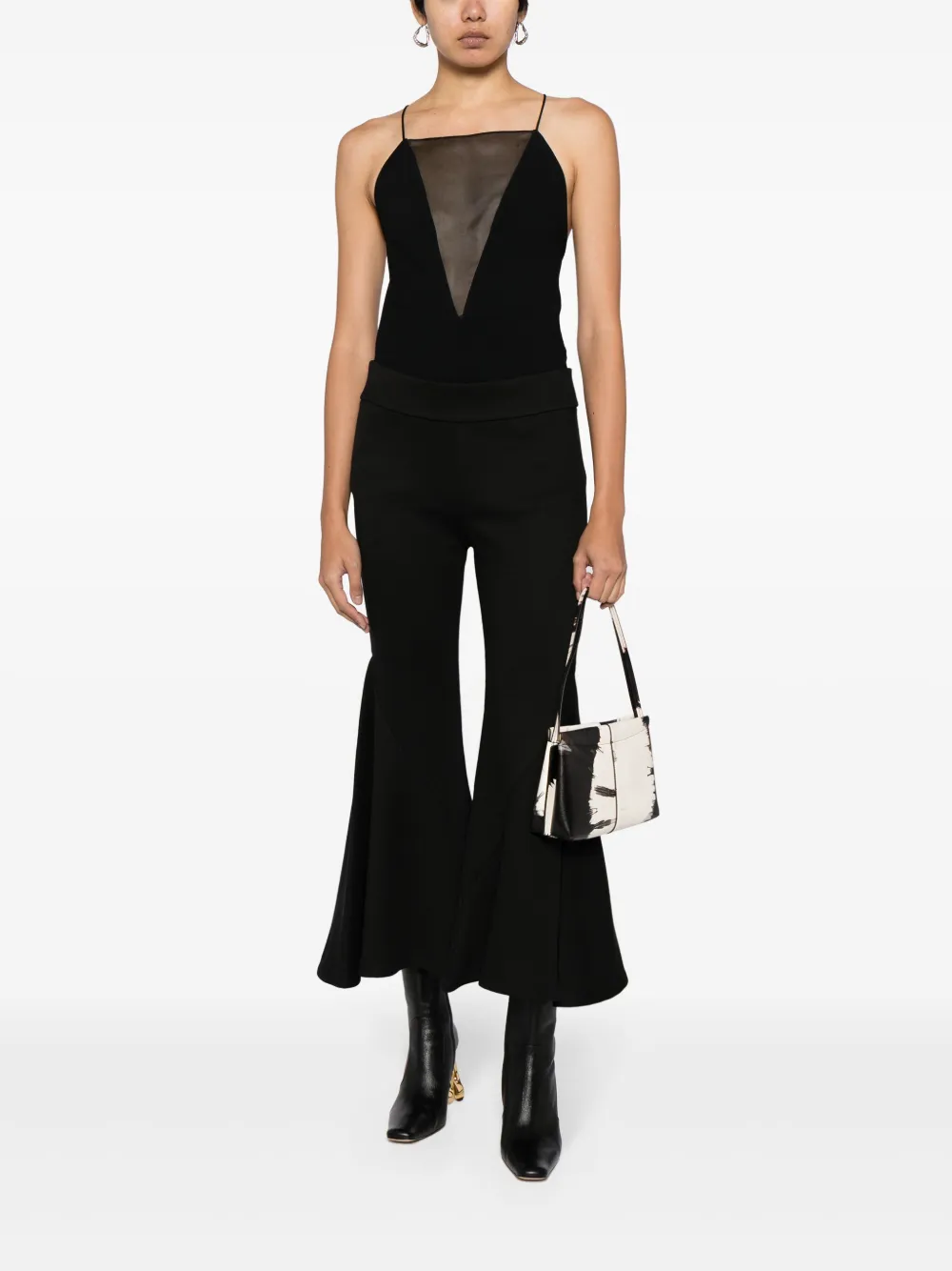 Rodebjer Cropped flared broek - Zwart