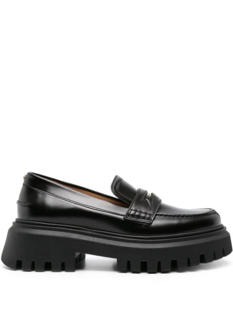 Maje clover-plaque leather loafers
