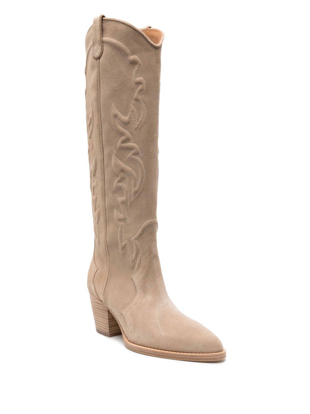 Shop Maje 60mm Suede Boots In Neutrals