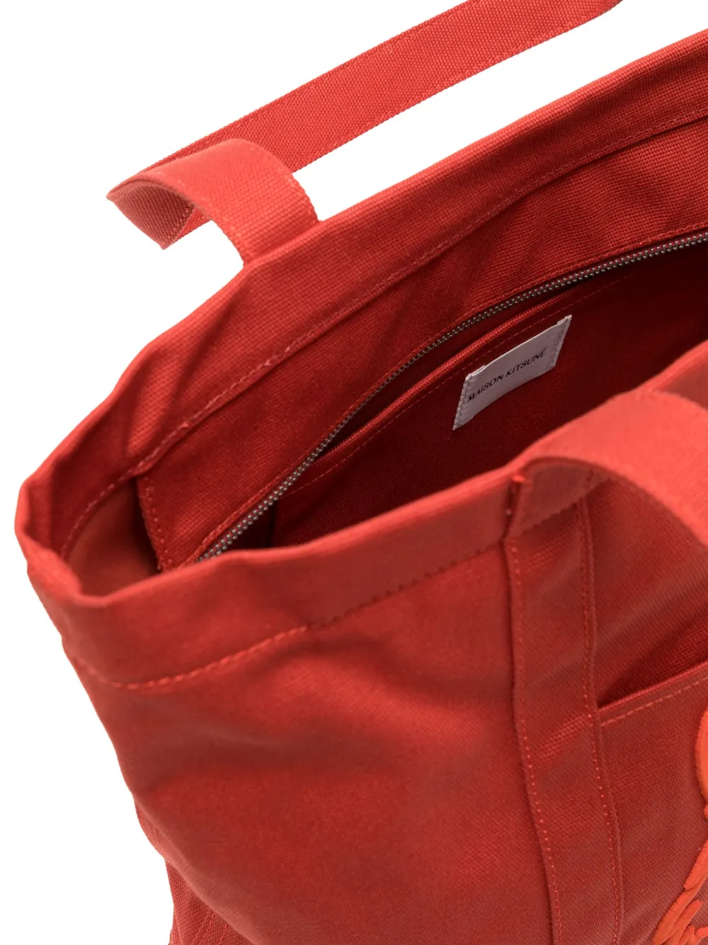 MAISON KITSUNÉ FOX-EMBROIDERED COTTON TOTE BAG