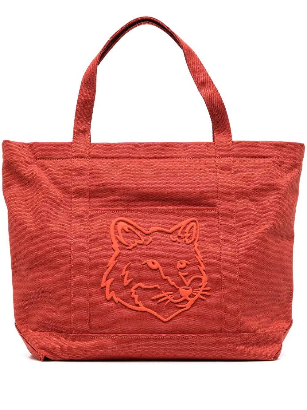 MAISON KITSUNÉ FOX-EMBROIDERED COTTON TOTE BAG