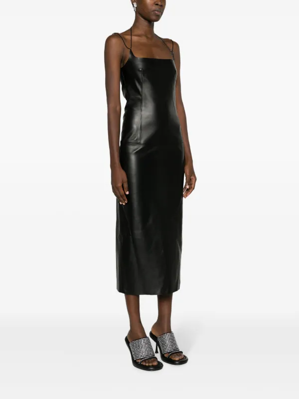 オールインワン・サロペット The Attico Halterneck Midi Dress The Attico Halterneck Leather Midi Dress | Black | FARFETCH JO
