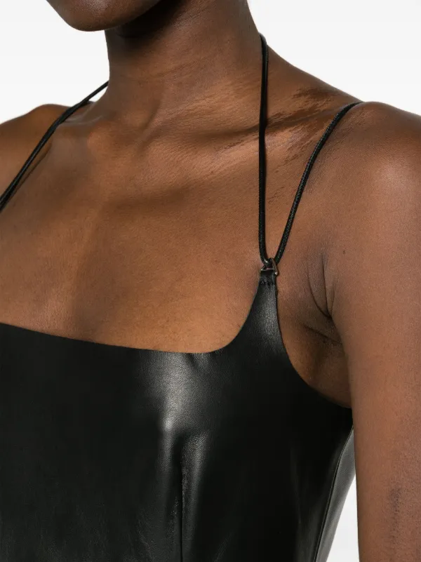 オールインワン・サロペット The Attico Halterneck Midi Dress The Attico Halterneck Leather Midi Dress | Black | FARFETCH JO