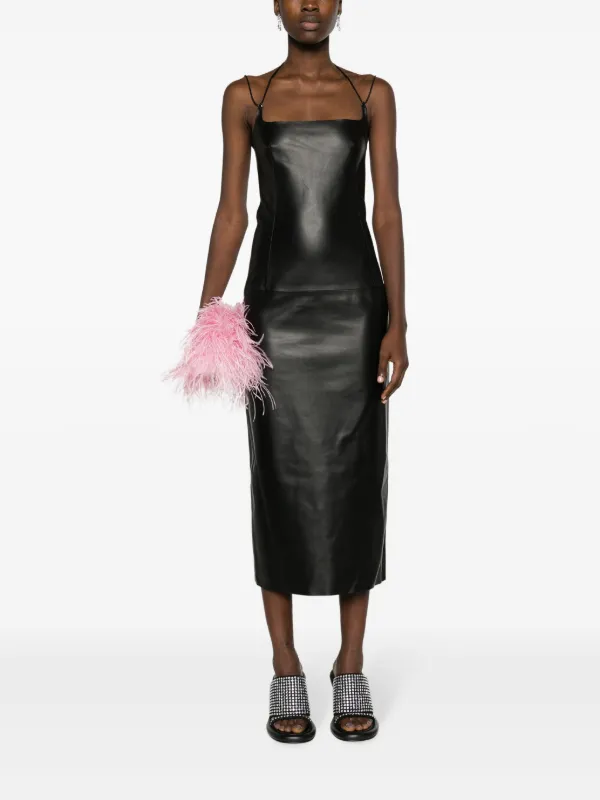 オールインワン・サロペット The Attico Halterneck Midi Dress The Attico Halterneck Leather Midi Dress | Black | FARFETCH JO