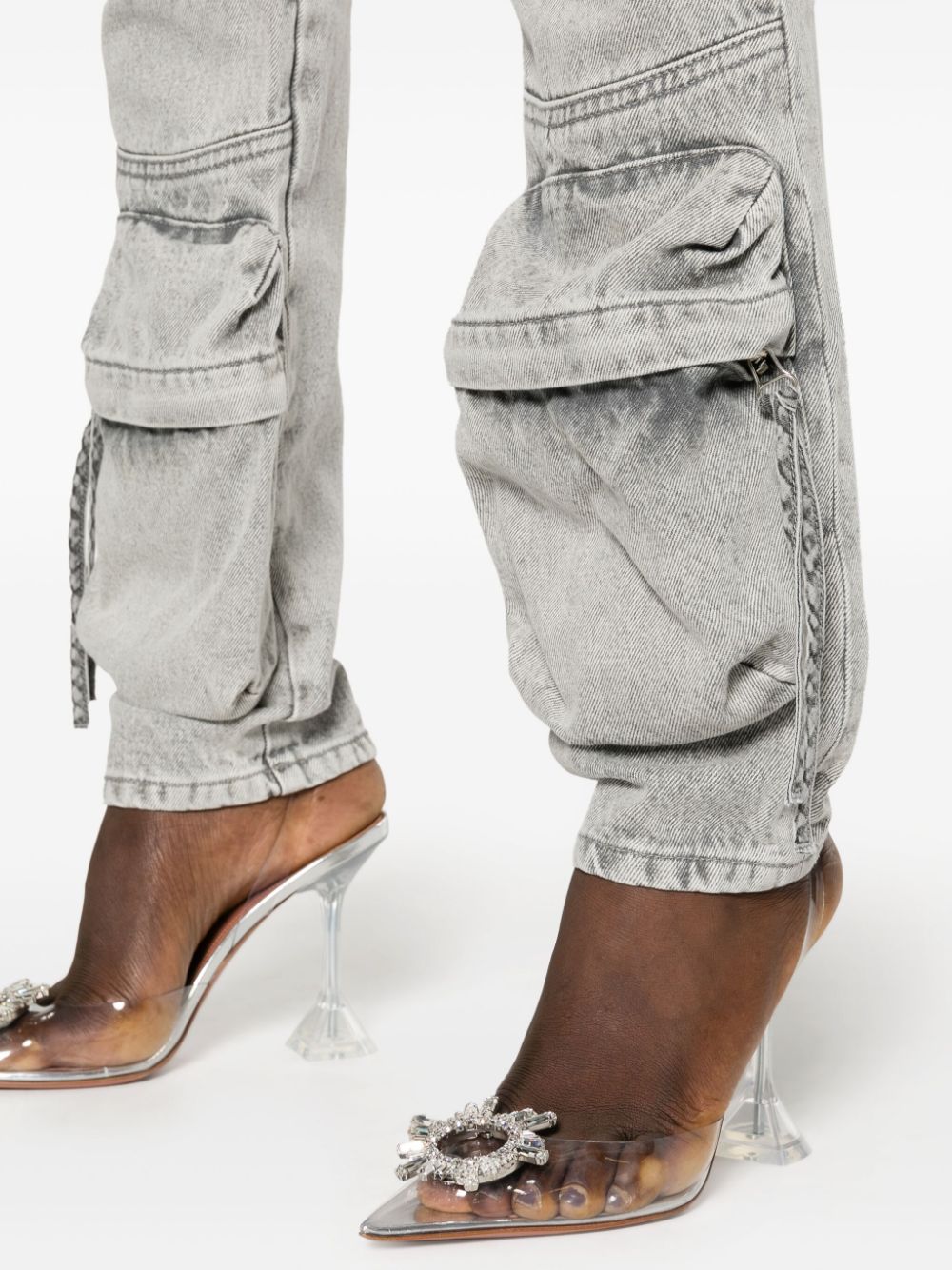 Shop Attico Essie Straight-leg Cargo Jeans In Grey