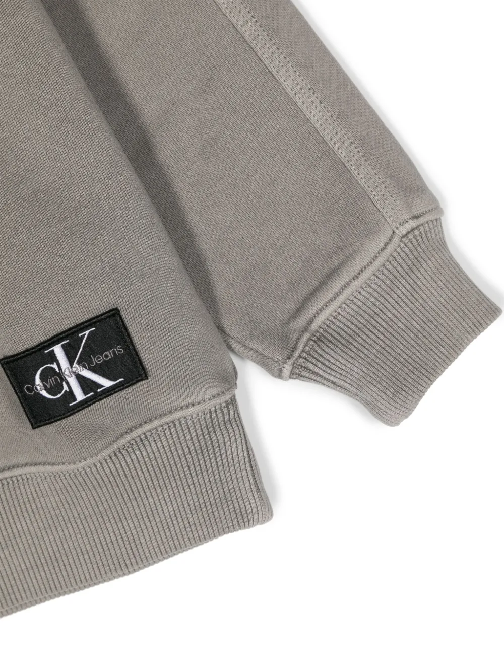 Shop Calvin Klein Logo-appliqué Cotton Sweatshirt In Grey