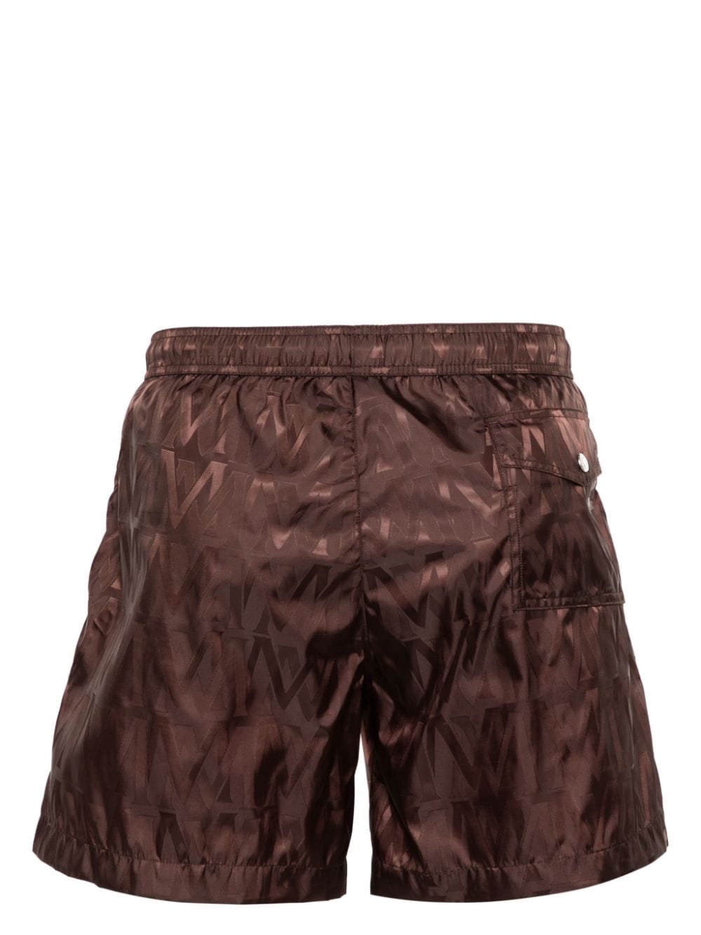 Shop Moncler Monogram-jacquard Swim Shorts In Brown
