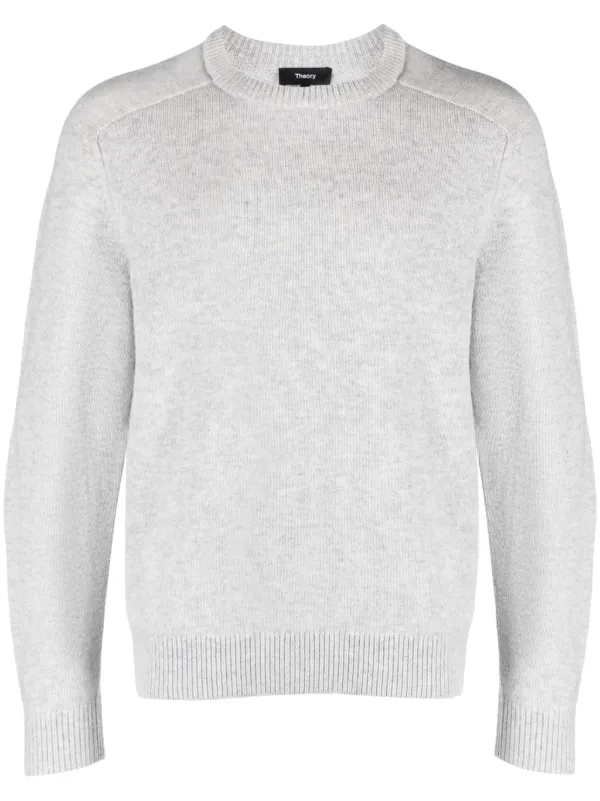 Theory Morlan Ribbed Wool Blend Jumper in Grey
