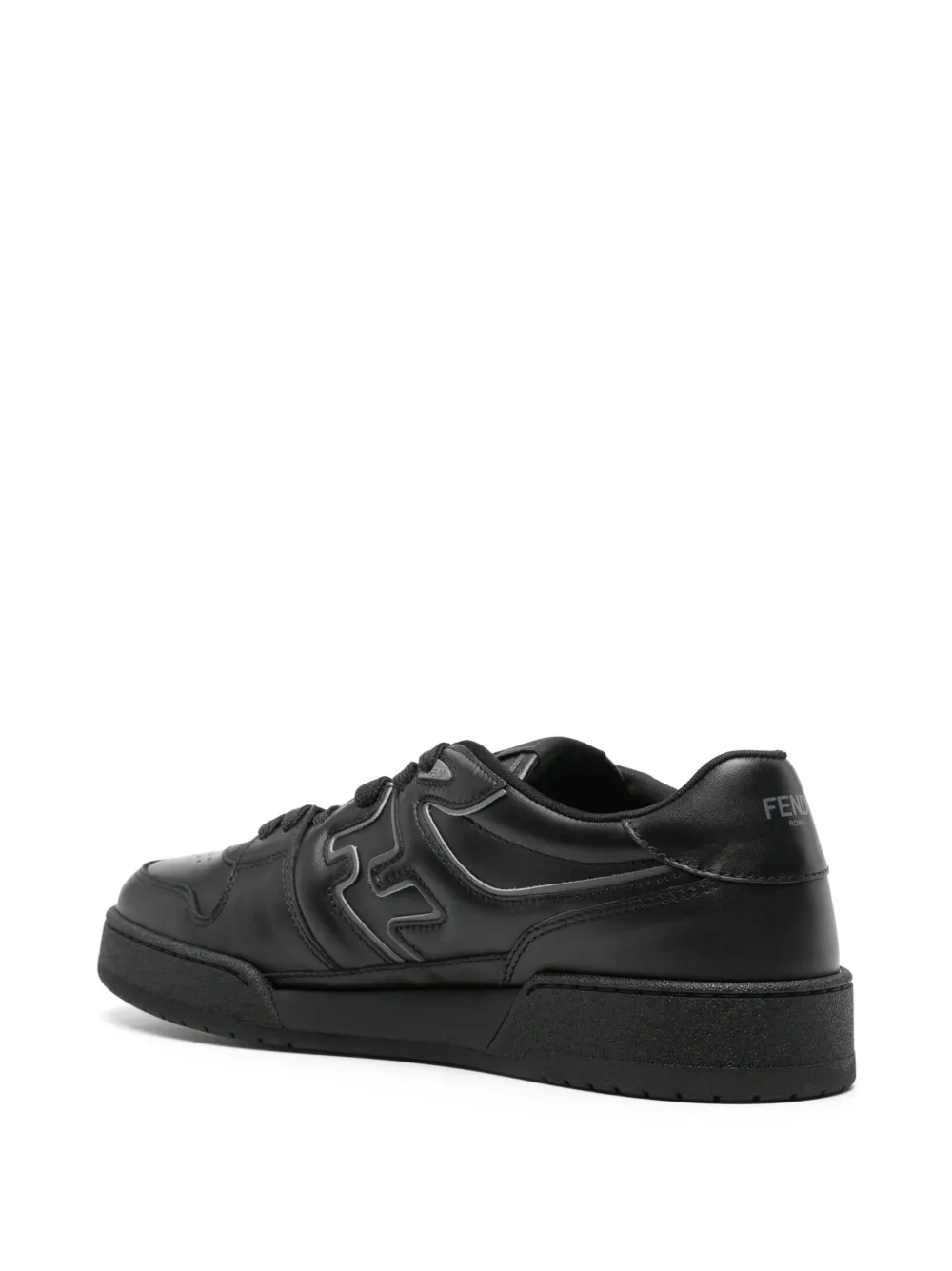 Shop Fendi Match Leather Sneakers In Black